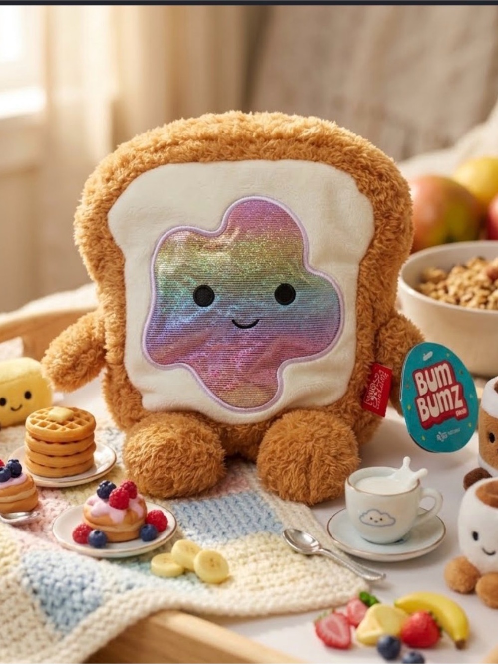 7.5 Timothy the BumBumz Plush Toast Toy with Iridescent Face